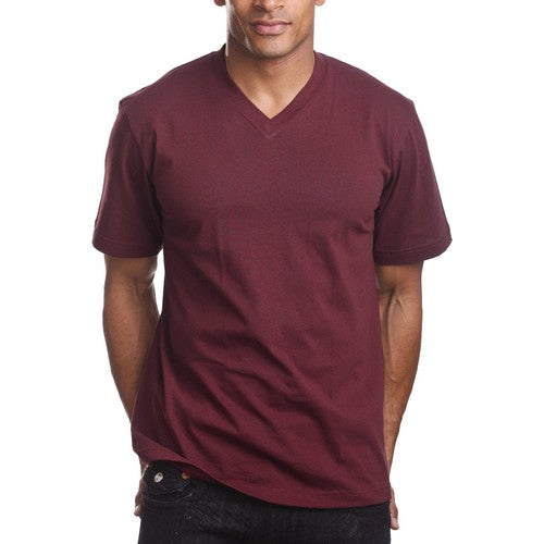 Rich Cotton V-Neck T-Shirt Burgundy