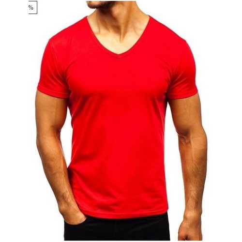 Rich Cotton V-Neck T-Shirt Red