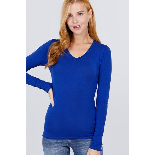 T9665 V-Neck Long Sleeve Top Royalty