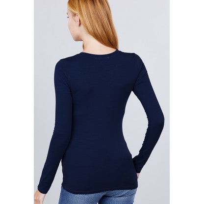 V-Neck Long Sleeve Top True Navy