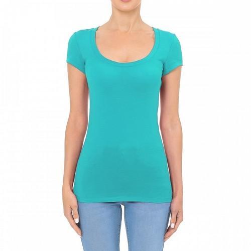 60269 Scoop Neck Cap Sleeve Tee Top New Aqua