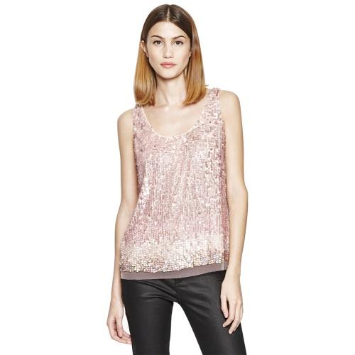  French Connection Sunbeamer Ombre Sequin Top Capri Blush