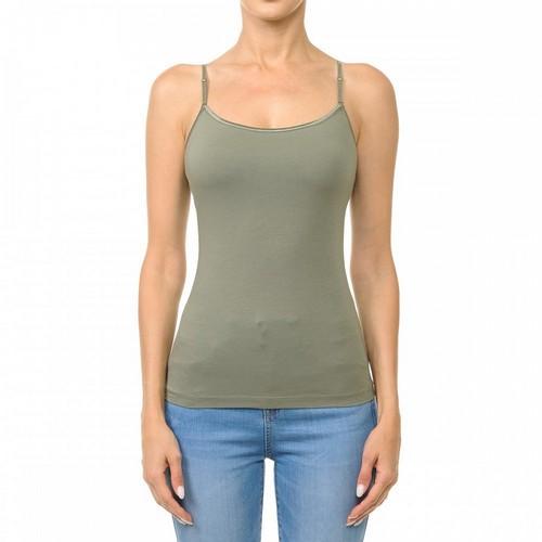 61000 Bra-Strap Camisole Built-In Bra Top Military Green