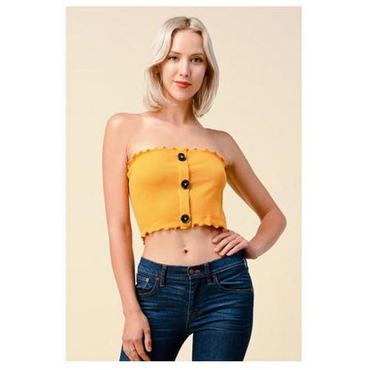 RU34496 Letuce Merrow Detail Button Down Tube Top Sun Baked