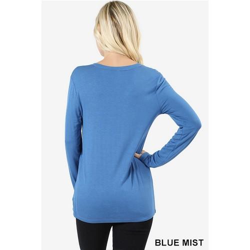 Premium Long Sleeve V-Neck Tee Blue Mist