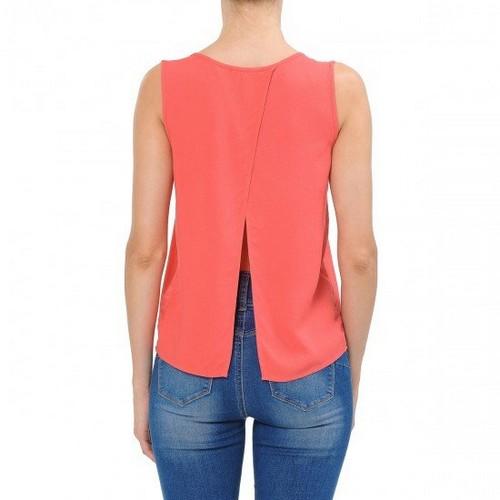 Sleeveless Top With Open Back Coral