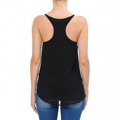 Double Layered Chiffon Top Black