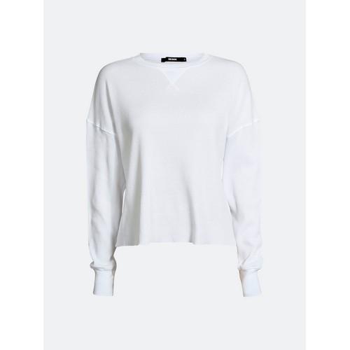 Bik Bok Long Sleeve Waffle Boxy T-Shirt White