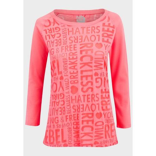 NRG Multi Slogan 3/4 Raglan Sleeve Top Coral