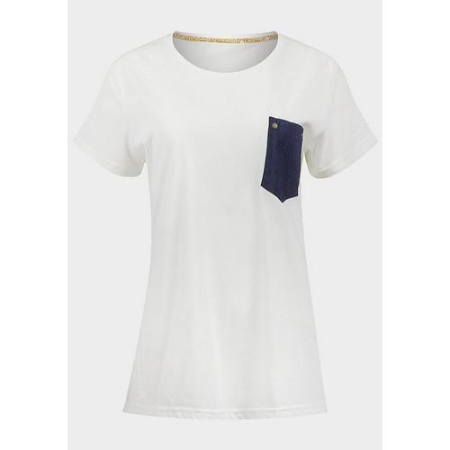 Contrast Denim Pocket T-Shirt White