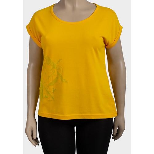Cirvit plus Size Burn-Out Pattern Jersey Top Yellow