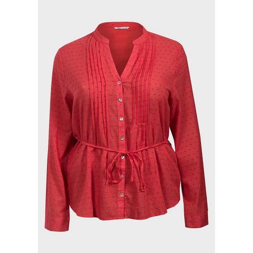Viva Plus Size Semi-Sheer Cotton Blouse Red
