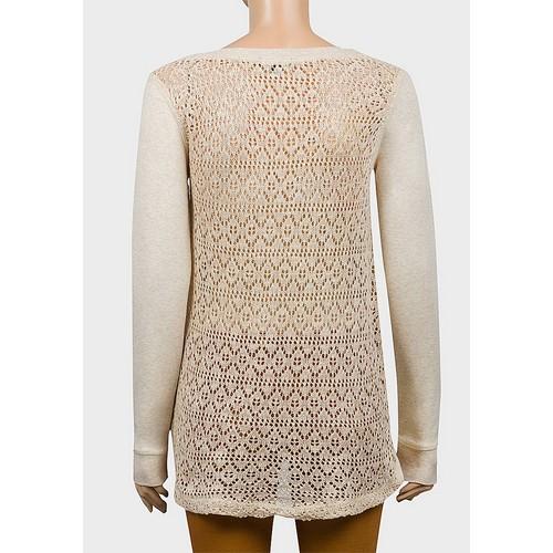 Knitted Lace-Back Sweatshirt Beige