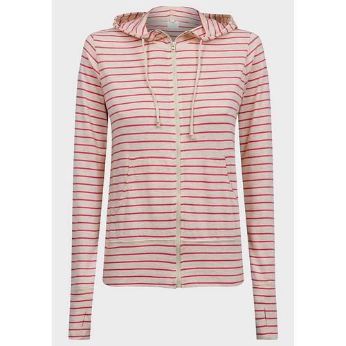 Zip-Throught Stripe Lightweight Hooded Top Red and White