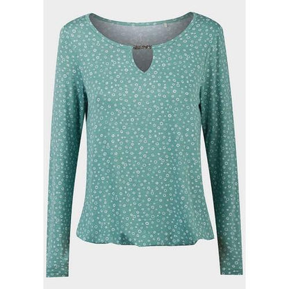 Diamante Keyhole Jersey Top Green