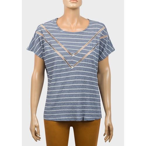 Stripe V Design T-Shirt Blue