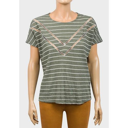 Striped Crinkle Boxy Top Steel Sage