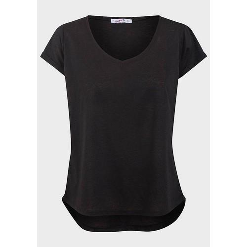 Linen Burn-Out T-Shirt Black