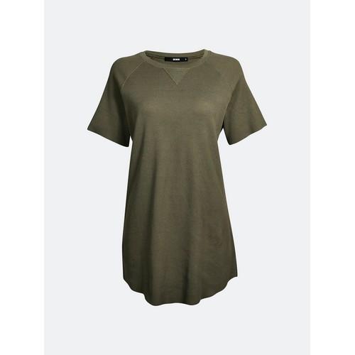 Bik Bok Longline Waffle Texture T-Shirt Military Green