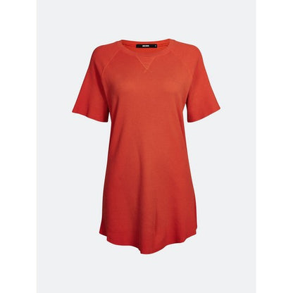 Bik Bok Longline Mellie Waffle T-Shirt Flame Orange