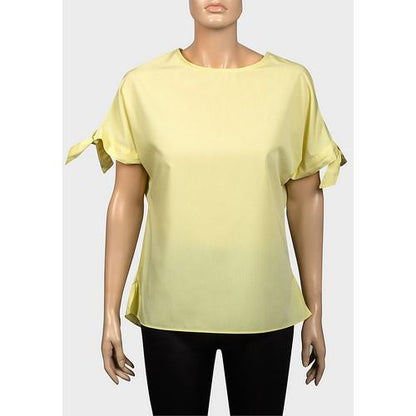 Tie Short Sleeve Blouse Lemon Yellow