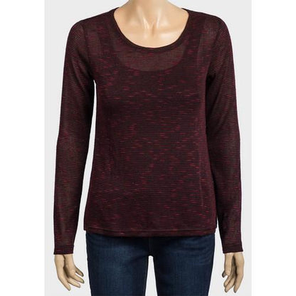 Light Knit Long Sleeve Top Burgundy Marl