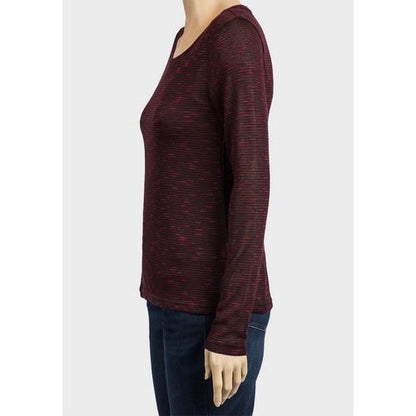 Light Knit Long Sleeve Top Burgundy Marl