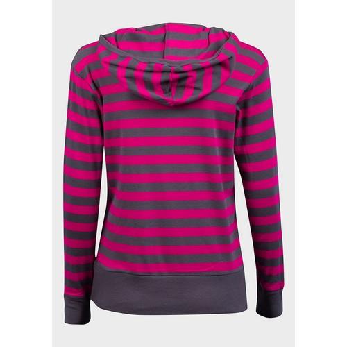 Night & Day Stripe Jersey Hooded Top Rose and Graphite