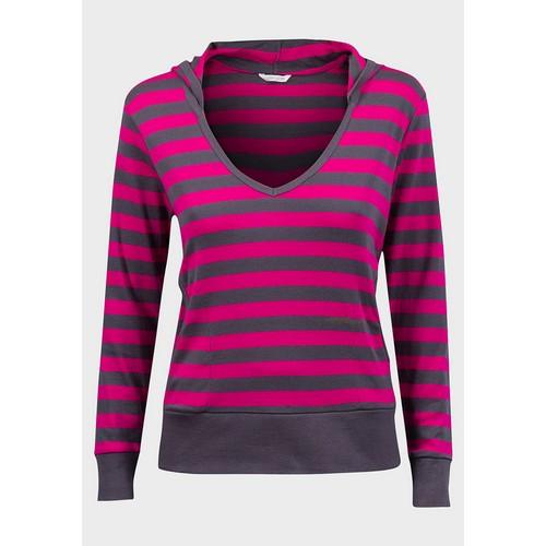 Night & Day Stripe Jersey Hooded Top Rose and Graphite