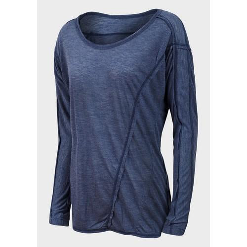 Raw Edge Long Sleeve Top Blue