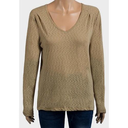 Long Sleeve Lightweight Burn-Out Top Beige