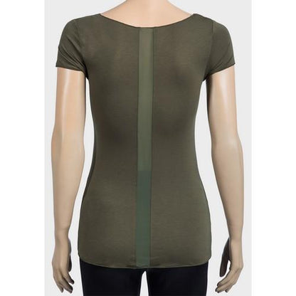 Chiffon Panel T-Shirt Olive