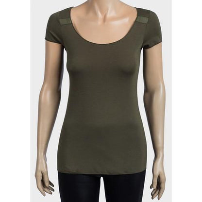 Chiffon Panel Cap Sleeve T-Shirt Olive