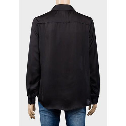 Forever Long Sleeve Lightweight Satin Shirt Black