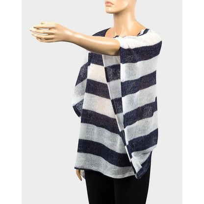 Light Knit Stripe Oversize Top White/Navy