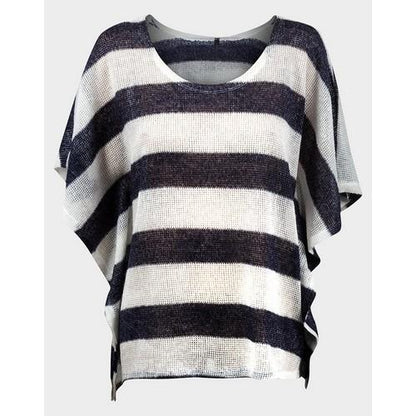 Light Knit Stripe Oversize Top White/Navy