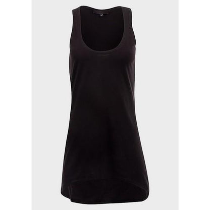 Scoop Neck Dip Hem Longline Vest Top Black