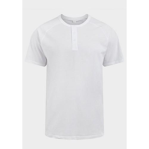 Raglan Sleeve Button Placket T-Shirt White