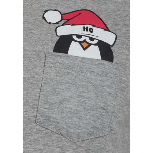 Brave Soul Penguin Pocket Christmas T-Shirt Grey