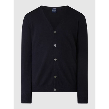 Christian Berg V Neck Merino Wool Cardigan Navy