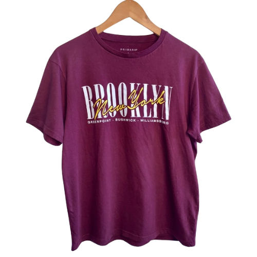 Primark Location T-Shirt Burgundy Brooklyn