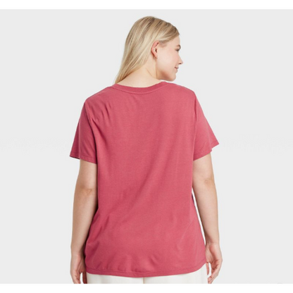 Next Plus Size Crew Neck Tee Hot Pink