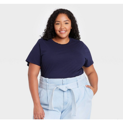 Next Plus Size Crew Neck Tee Navy