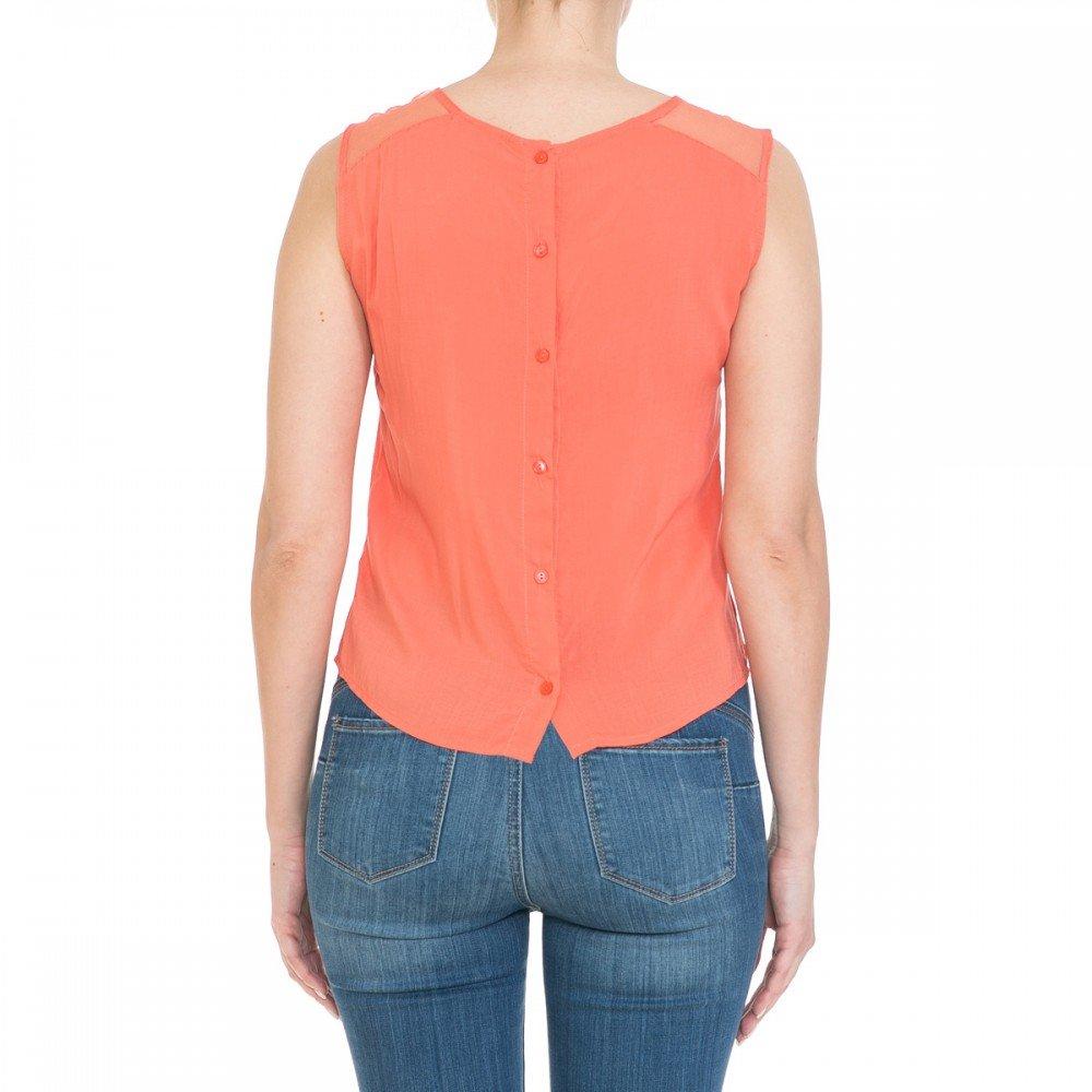 Mesh Panel Back Button Top New Coral