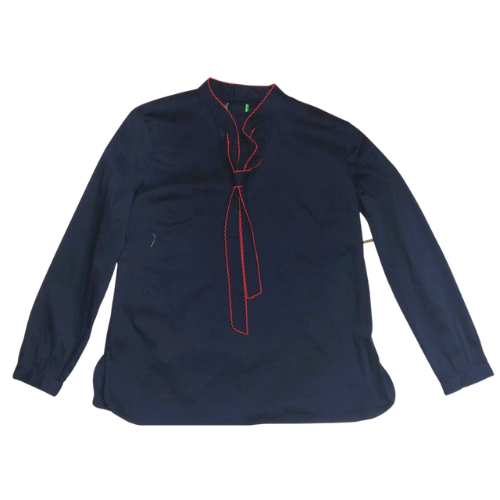 Benetton Pussy Bow Shirt Navy/Red