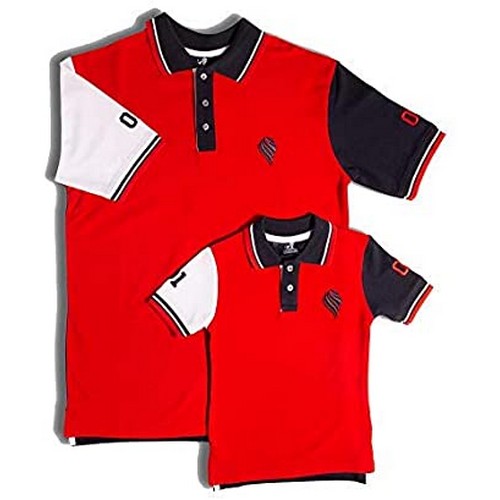 Father & Son Red & Navy Polo Shirt