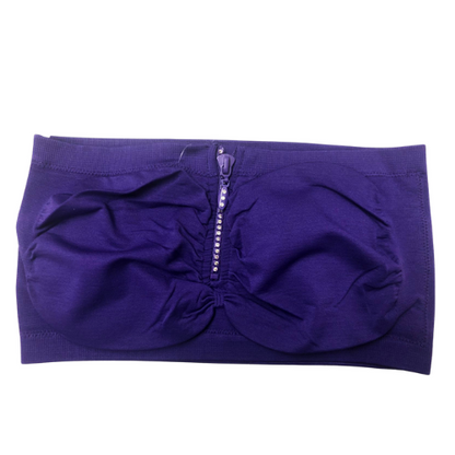 Seamless Padded Zip Tube Top Purple