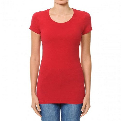64000 Neck Short Sleeve T-Shirt Deep Red