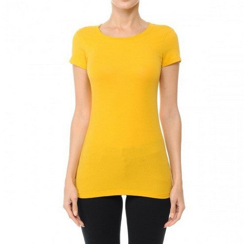 64000 Neck Short Sleeve T-Shirt New Mustard