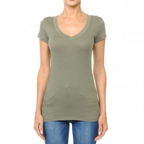 65000 V-Neck Short Sleeve T-Shirt Military Green